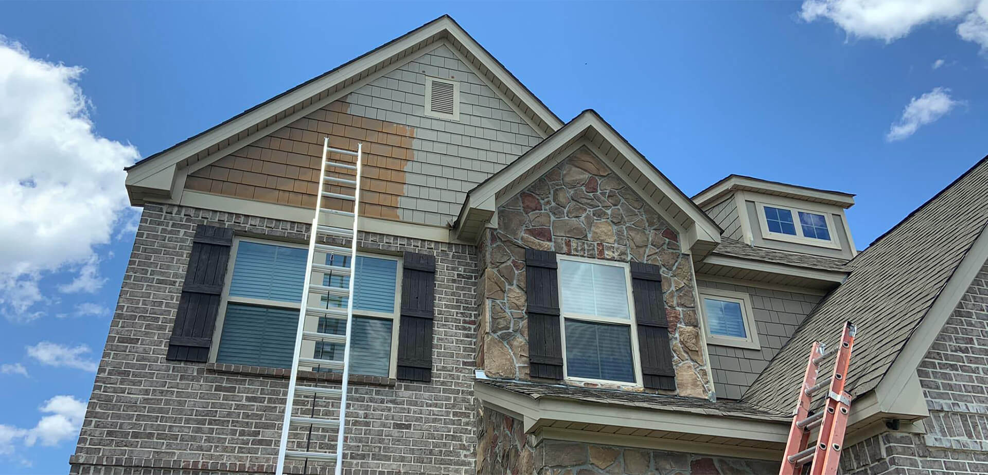A house being painted.